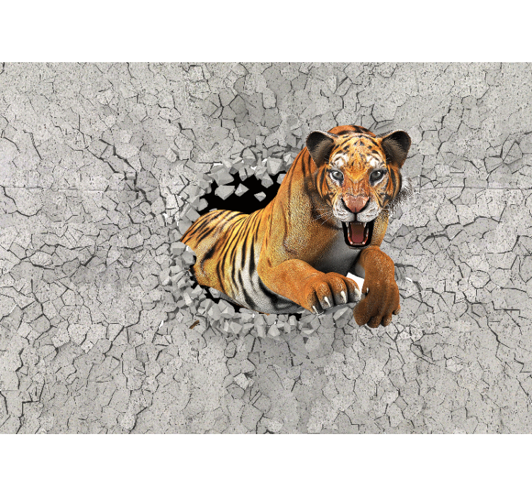 Animals wall mural tiger breaking through - TenStickers