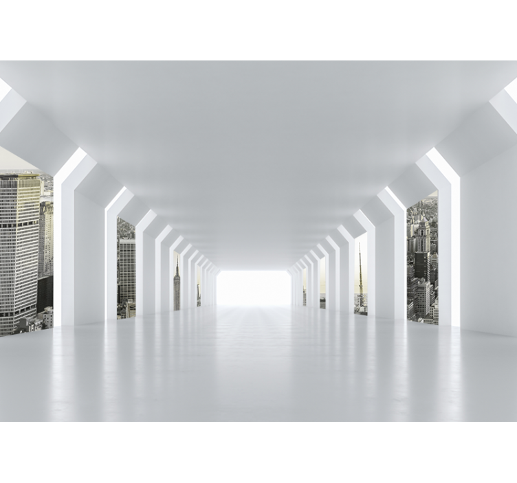 City wall mural futuristic cityscape view - TenStickers