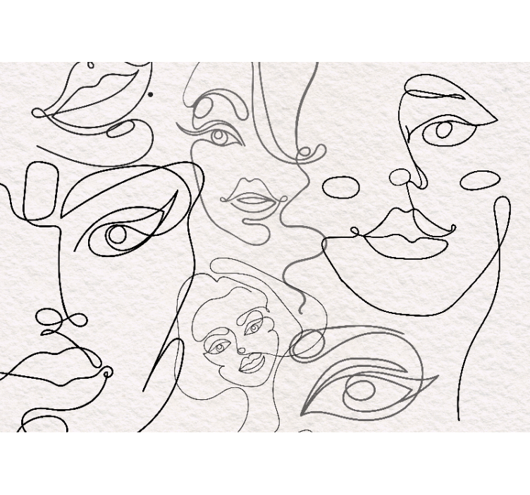 Art wall mural minimalist line faces - TenStickers