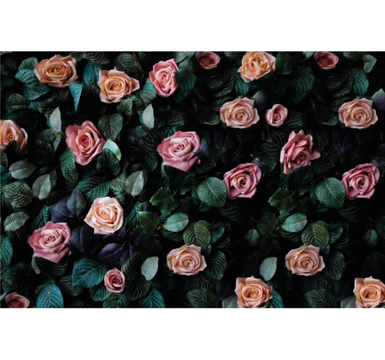 Flower wall mural roses and foliage - TenStickers