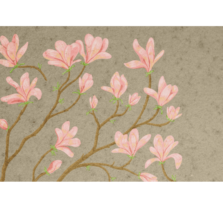 Flower wall mural pink magnolia blossoms - TenStickers
