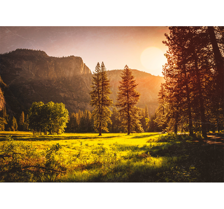 Serene Mountain Sunset landscape wall mural - TenStickers