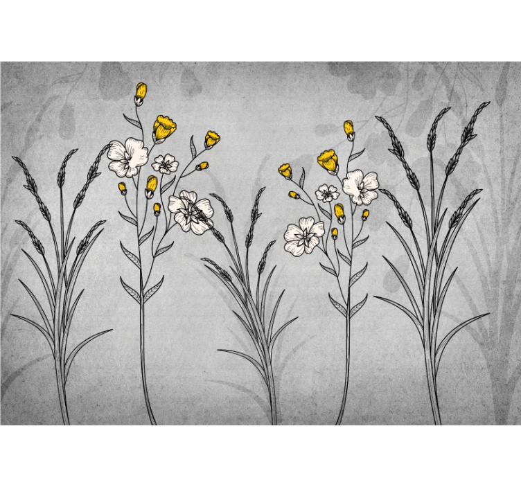 Flower wall mural vintage floral illustrations - TenStickers