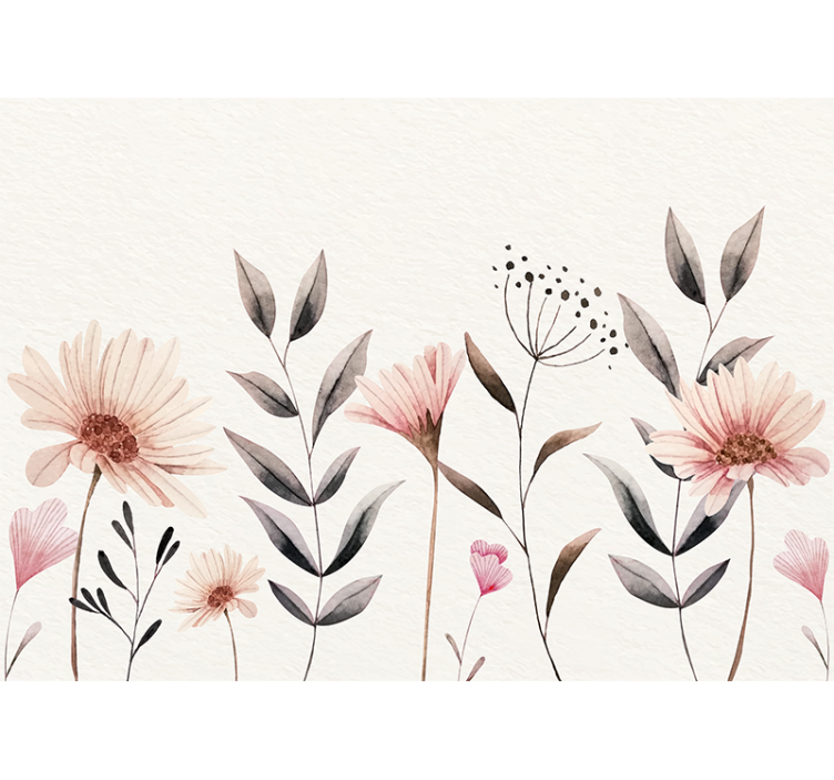 Minimalistic plant and flower nature wall mural - TenStickers