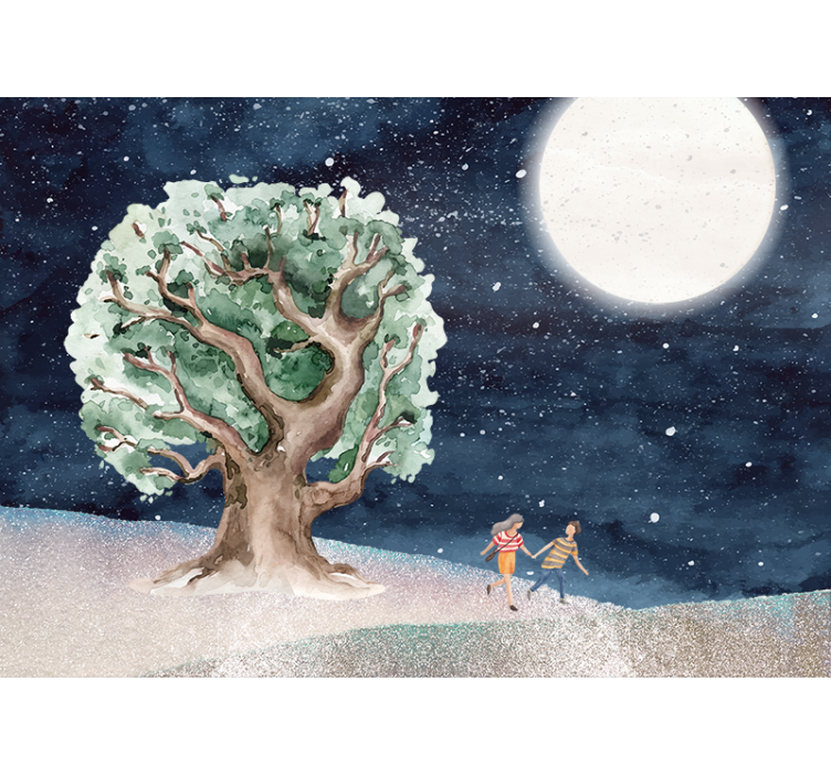 Wall mural nature moonlit tree adventure - TenStickers