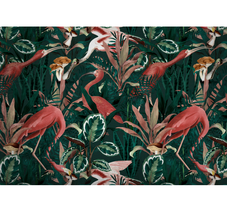 Flamingos in Foliage animals wall mural - TenStickers