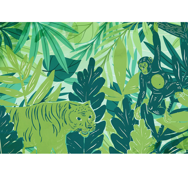 Jungle wall mural tropical animal adventure - TenStickers