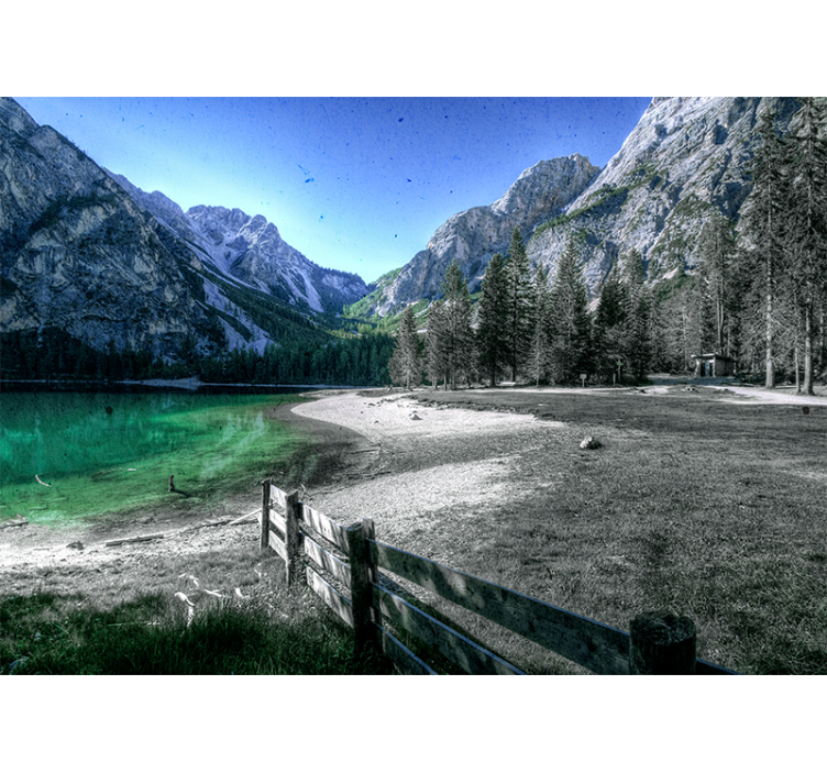 Landscape wall mural mountainous lake serenity - TenStickers