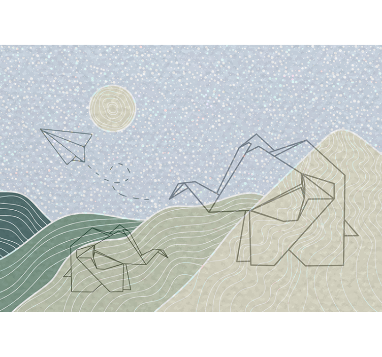 Japandi elephants design childrens wall mural - TenStickers