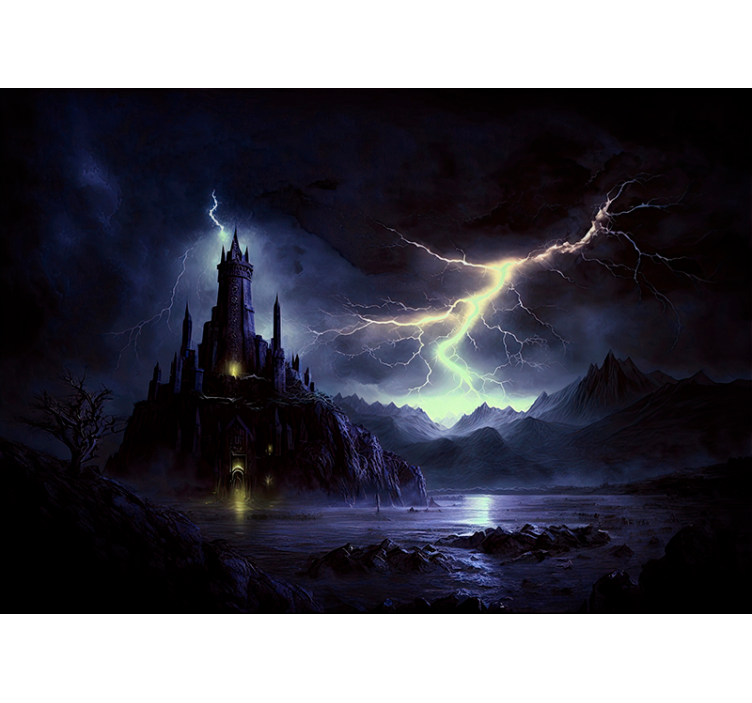 Dark Castle and Storm Dark Castle and Stormy Weather fantasy wall - TenStickers
