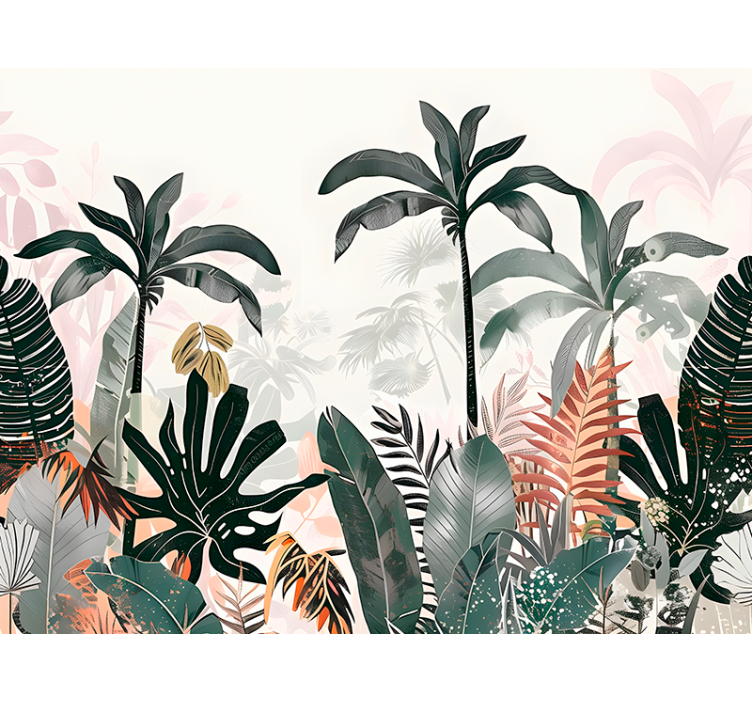 Tropical big leaves wall mural nature - TenStickers
