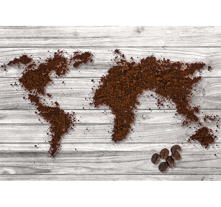 World Map wall mural Coffee - TenStickers