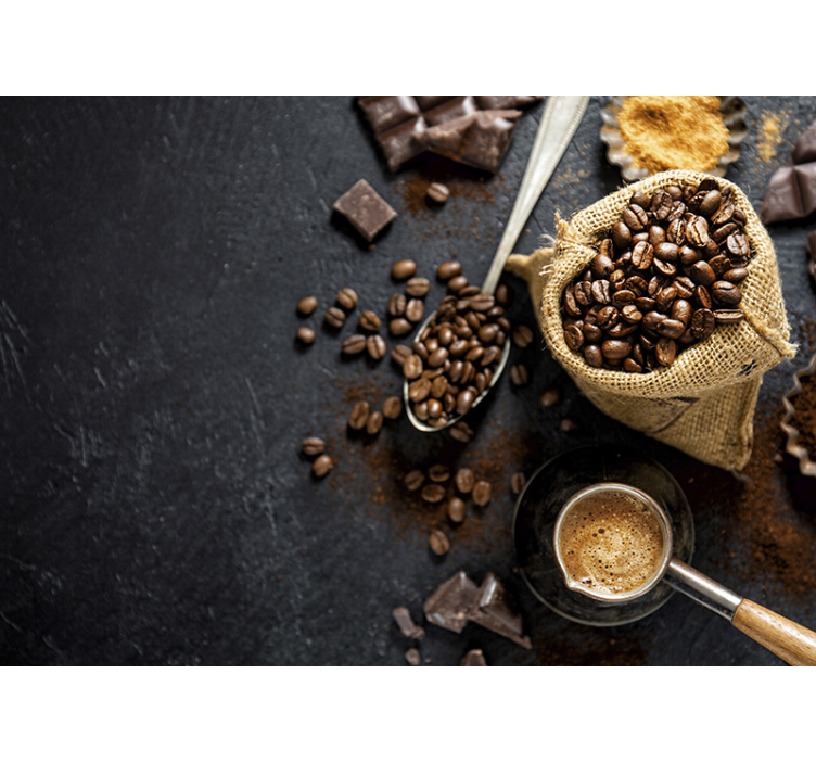 3D coffee beans and cup photo mural - TenStickers