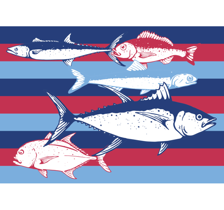 Animals wall mural fish pattern design - TenStickers