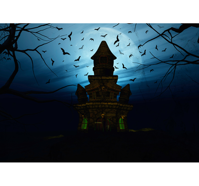 Wall mural halloween haunted castle outline - TenStickers