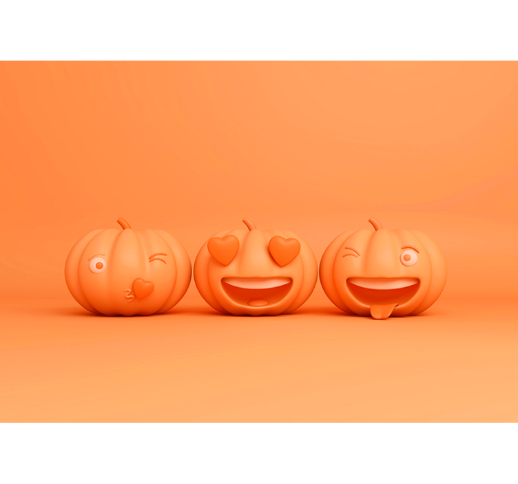 Funny Pumpkin Faces wall mural halloween - TenStickers