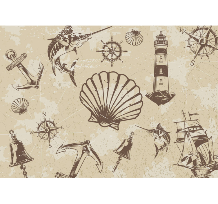 City wall mural with coastal nautical elements - TenStickers
