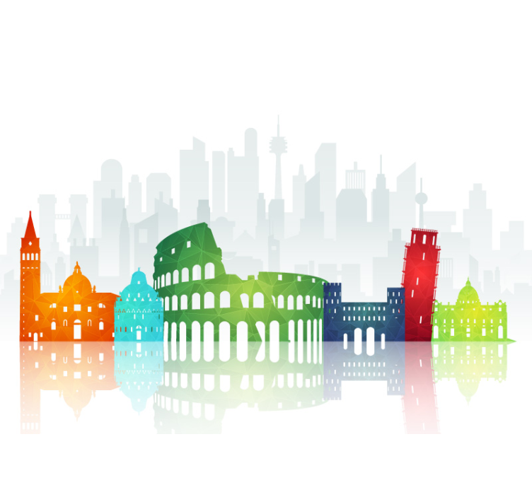 City wall mural colorful urban skylines - TenStickers