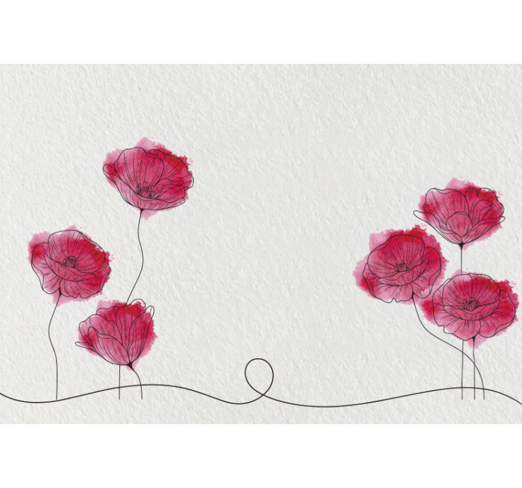 Poppy wall mural delicate poppy blooms - TenStickers