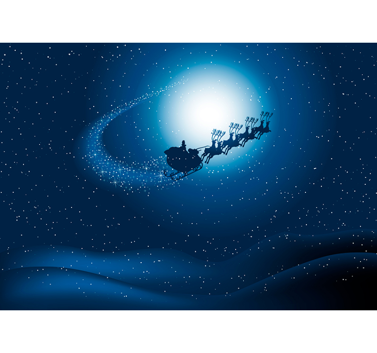 Santa's Sleigh Journey christmas wall mural - TenStickers
