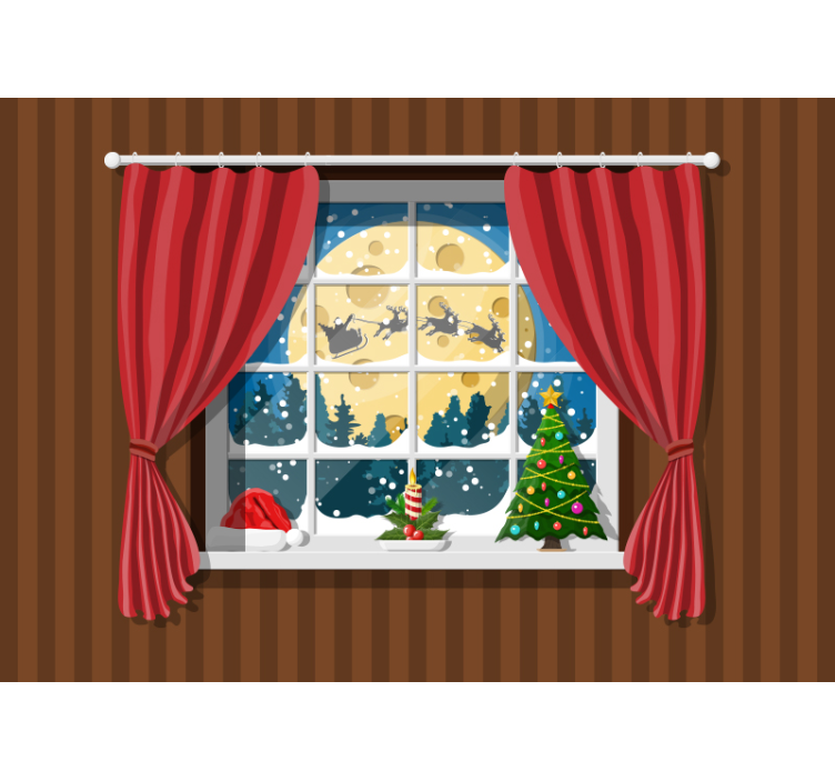 Christmas wall mural festive window view - TenStickers