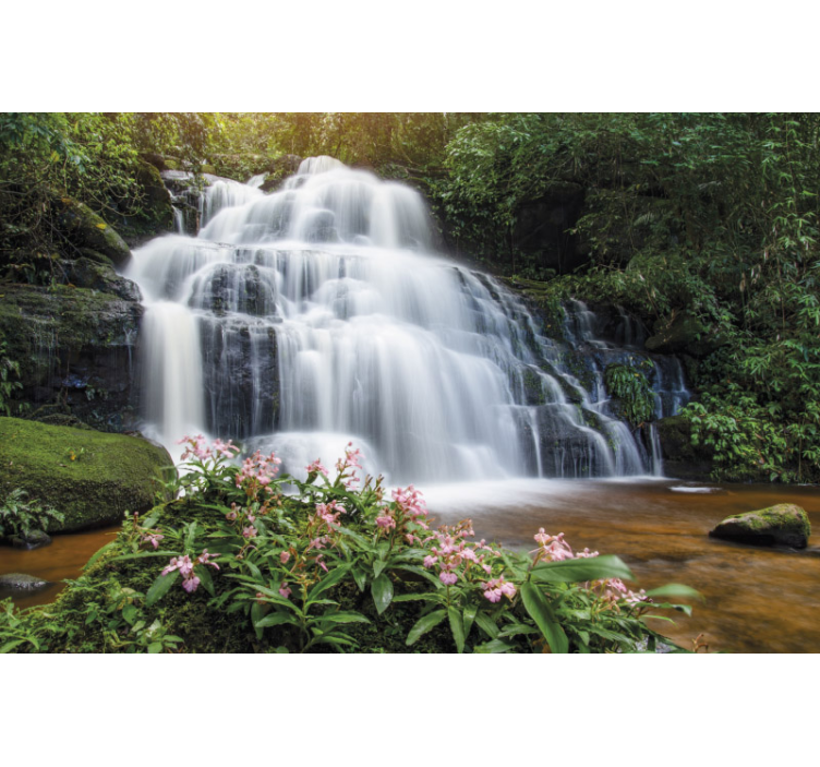 Wall mural waterfall lush waterfall scene - TenStickers