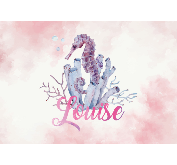 Watercolor Seahorse personalised wall mural - TenStickers