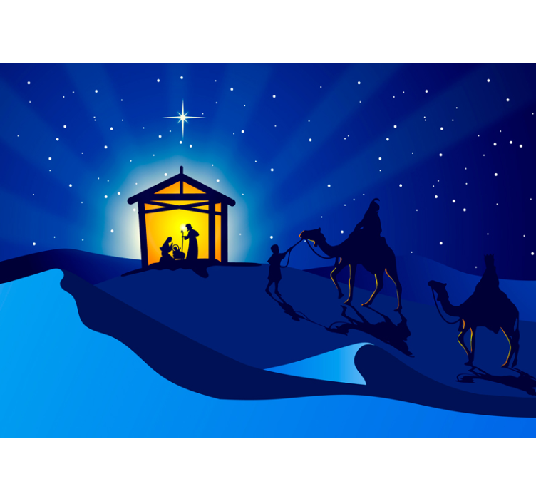 Nativity Scene Silhouette christmas wall mural - TenStickers