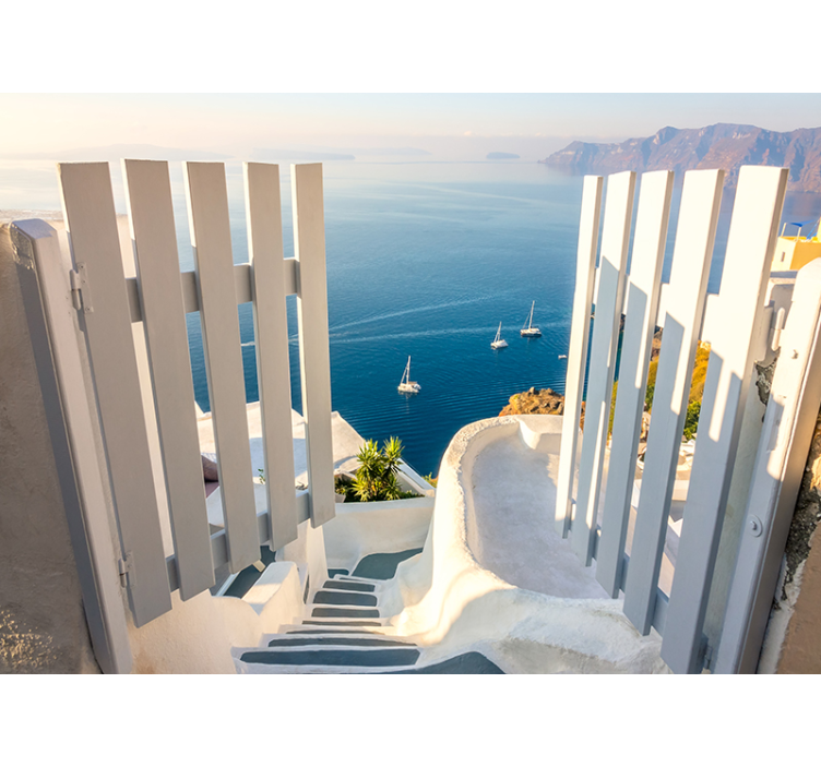 Sailboats Over Ocean landscape wall mural - TenStickers