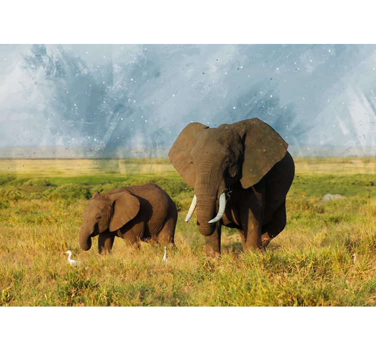 Majestic Elephants Encounter animals wall mural - TenStickers