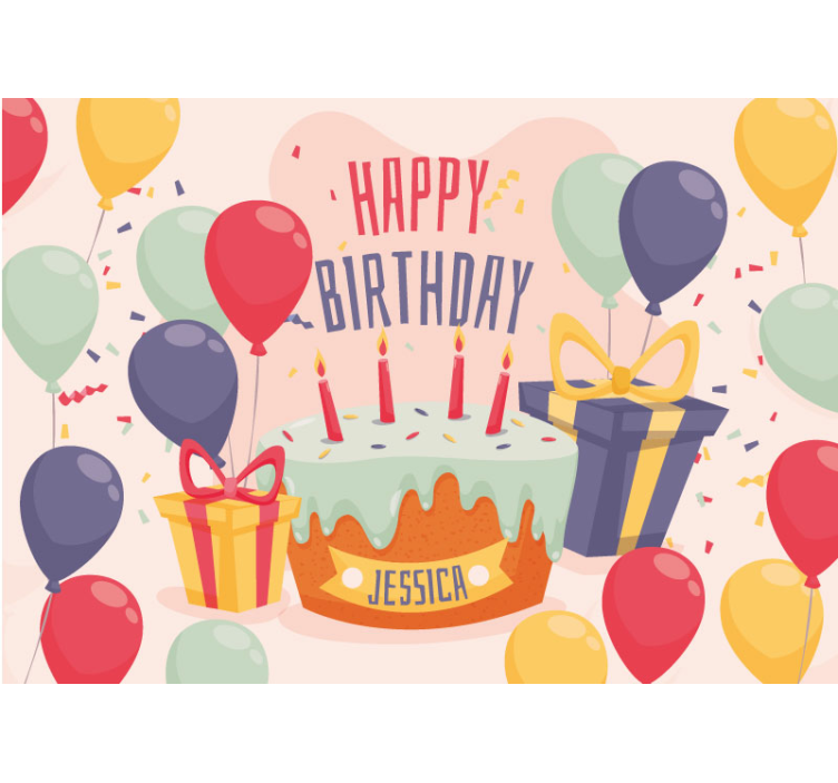 Birthday Celebration Cake personalized wall mural - TenStickers