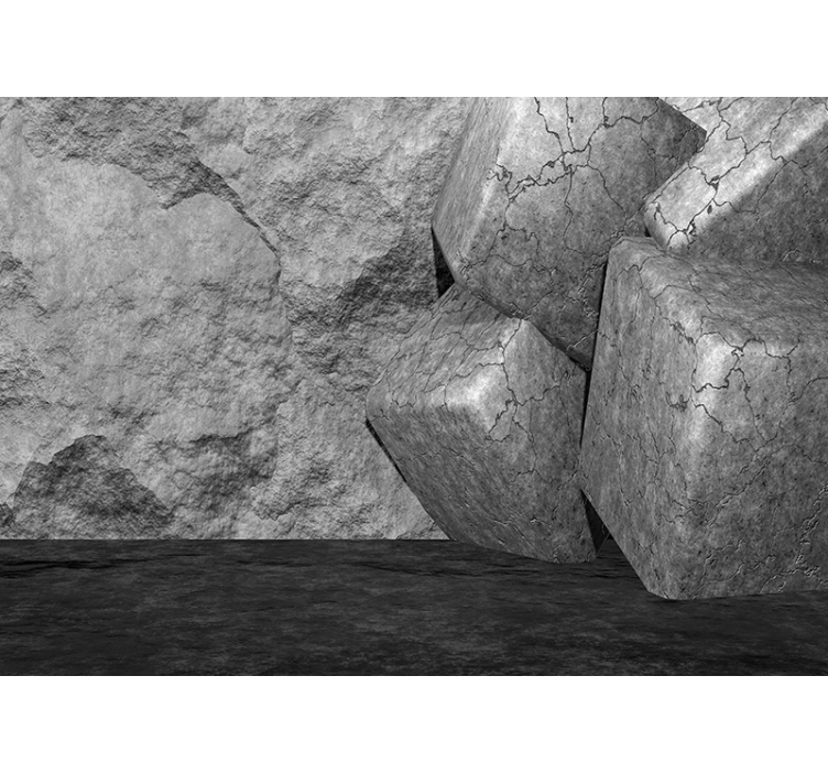 Mural stone wall cracked stone blocks - TenStickers
