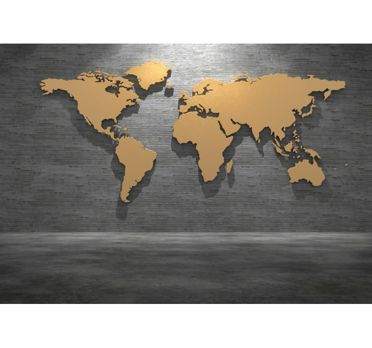 World map wallpaper golden world map - TenStickers