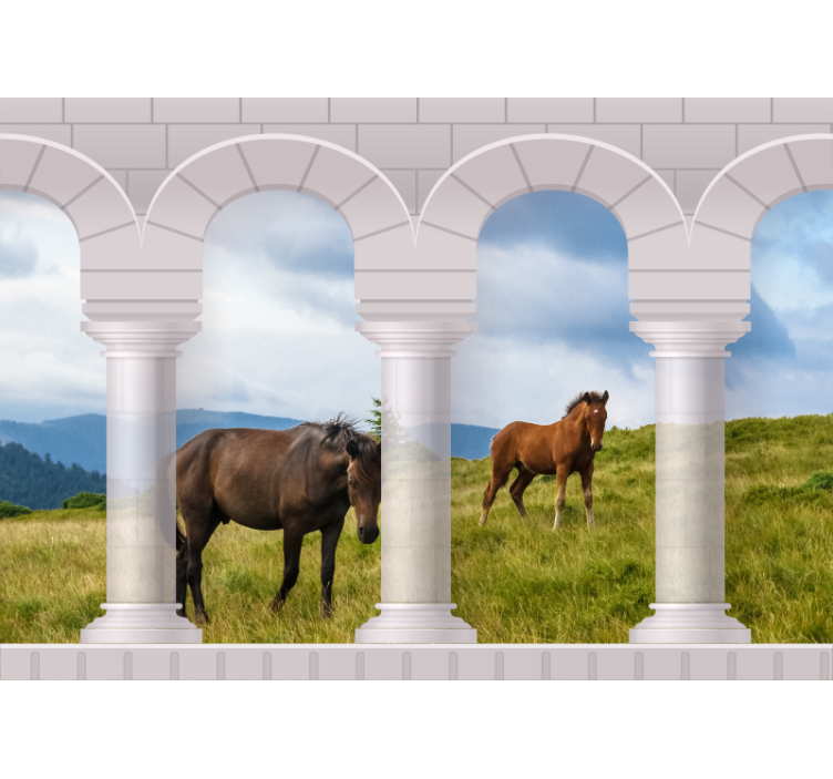 Majestic horses view animals wall mural - TenStickers