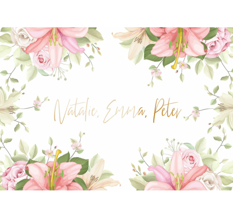 Flowers with custom name lily wall mural - TenStickers