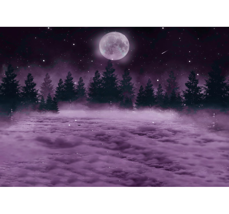 Moonlit pink scene forest wall mural - TenStickers