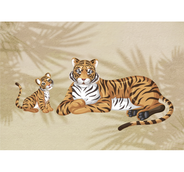 Animals wall mural mother and baby tigers - TenStickers