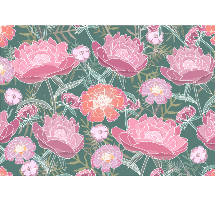 Flower wall mural peony floral arrangement - TenStickers