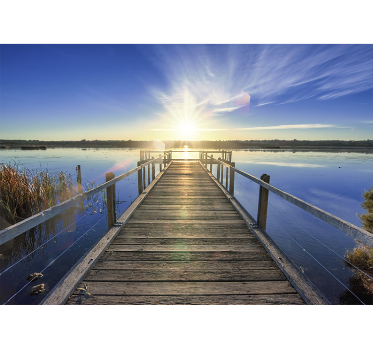 Landscape wall mural pier sunset view - TenStickers