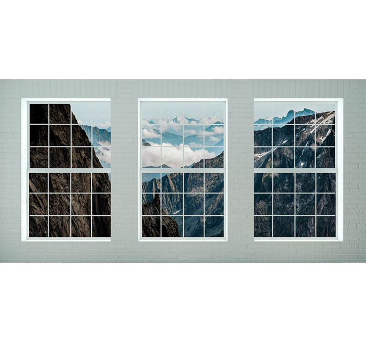 Wall mural mountain scenic window view - TenStickers