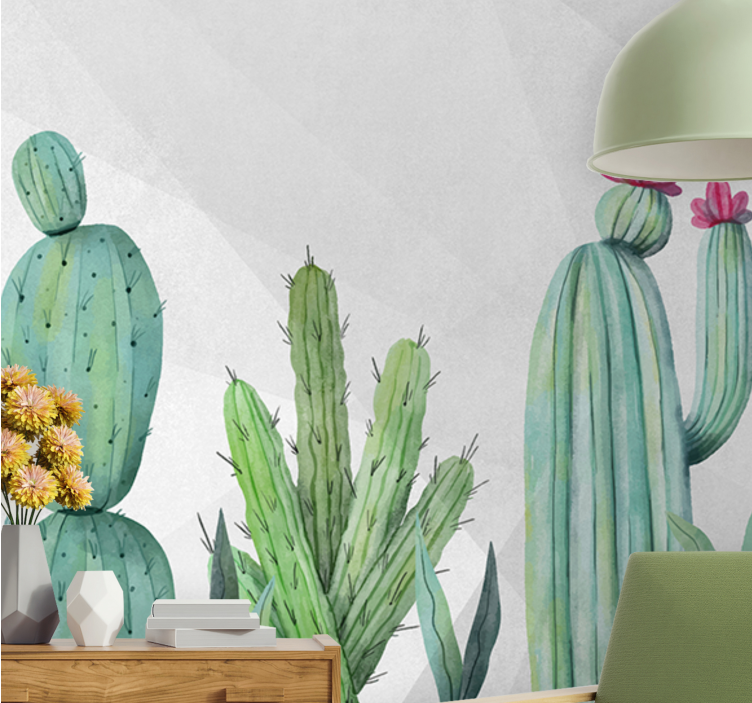 Wall mural nature cactus floral design - TenStickers