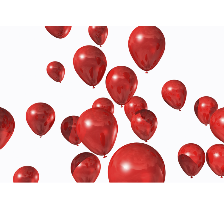 Romantic wall mural with festive red balloons - TenStickers