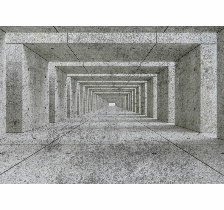 Concrete 3D tunnel 3D Wall Mural - TenStickers