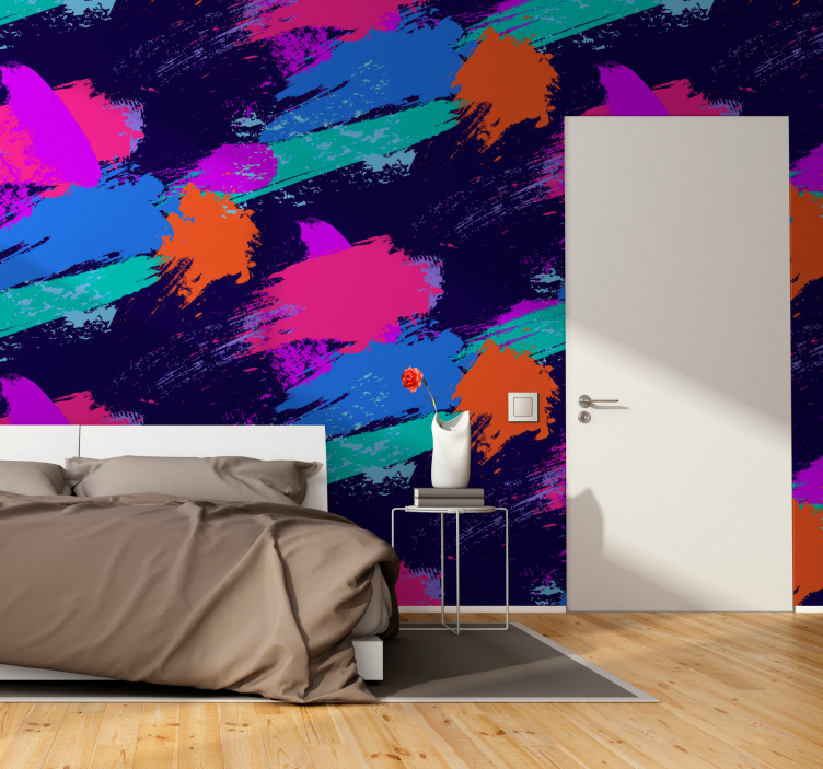 Abstract wall mural colorful brush strokes - TenStickers