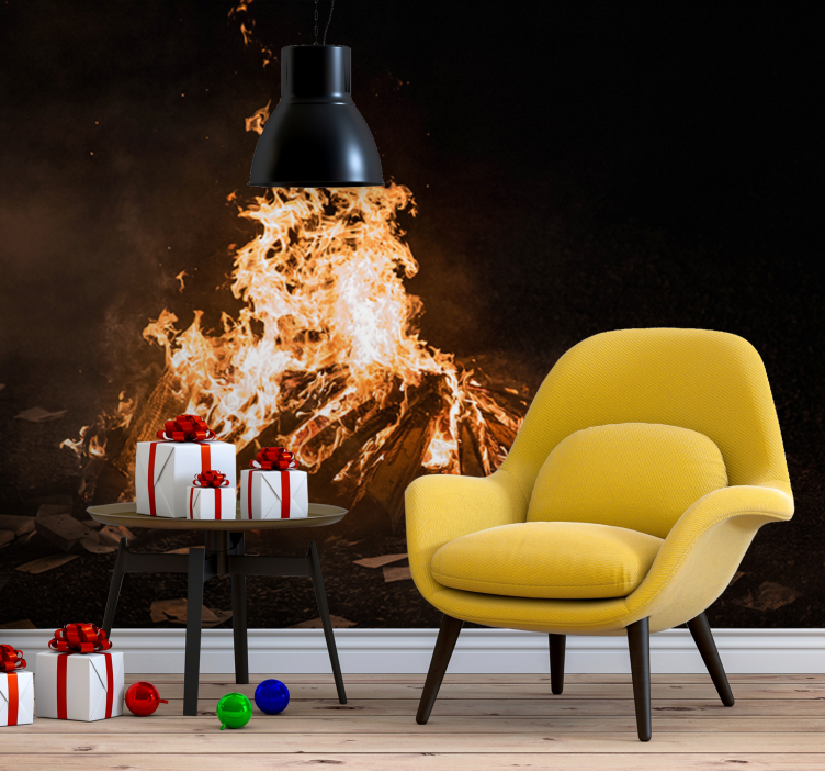 Abstract wall mural flaming bonfire scene - TenStickers