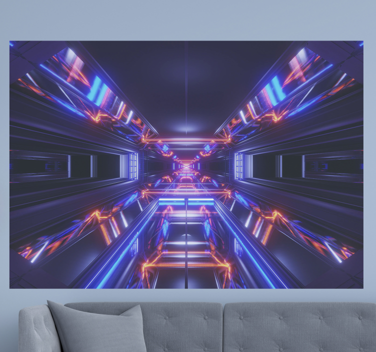 Abstract wall mural futuristic neon pathway - TenStickers