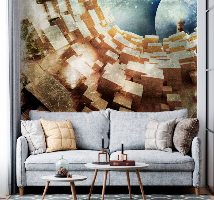 Abstract wall mural geometric structure design - TenStickers