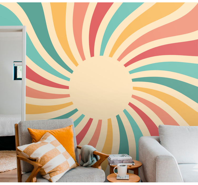 Abstract wall mural radiating color waves - TenStickers