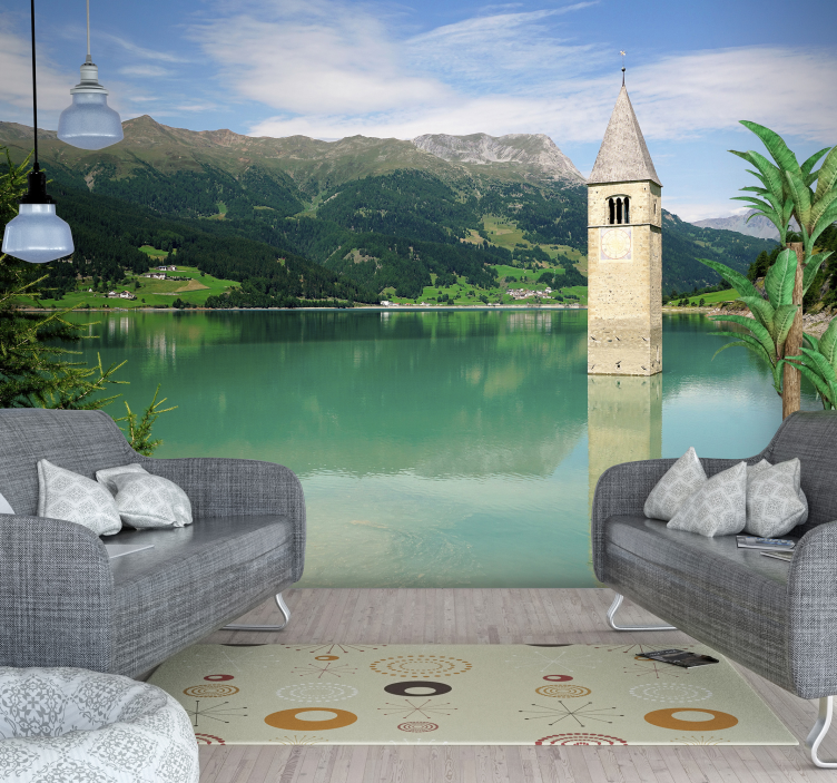 Alpine Lake Panorama lake wall mural - TenStickers