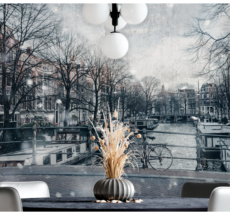 Amsterdam wall mural canal reflection artwork - TenStickers